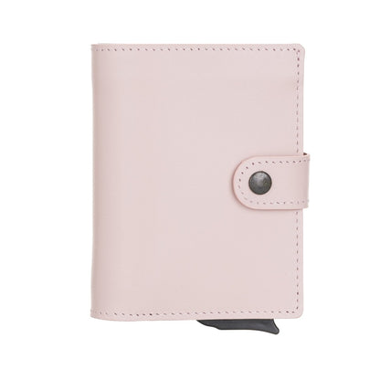 Bayelon Smart Leather Wallet & Mechanical Card Holder with RFID #color_ Nude Pink