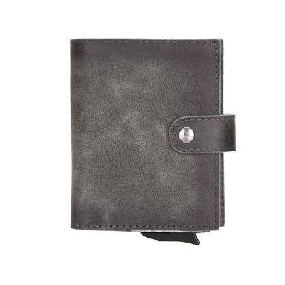 Bayelon Smart Leather Wallet & Mechanical Card Holder with RFID #color_ Tiguan Grey