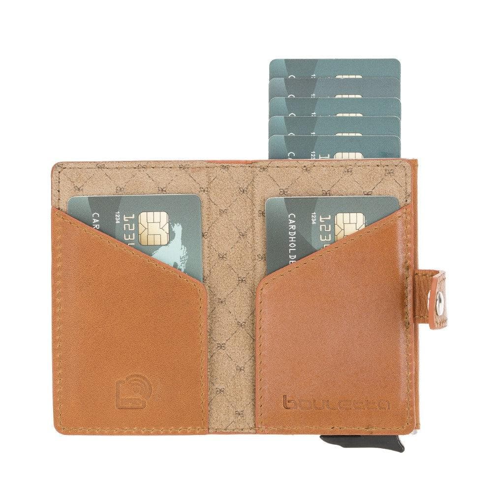 Bayelon Terry Leather Mechanical Card Holder with Coin Slot