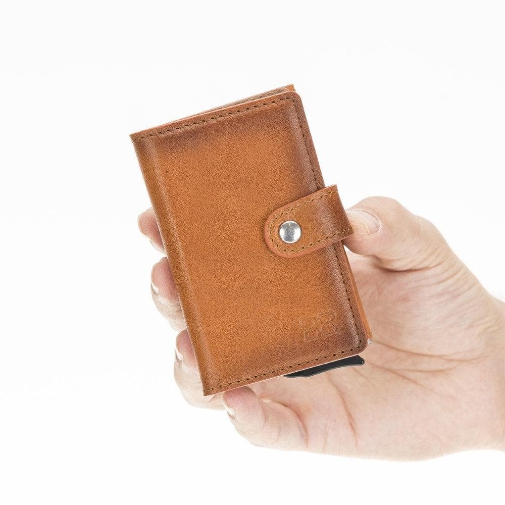Bayelon Terry Leather Mechanical Card Holder with Coin Slot