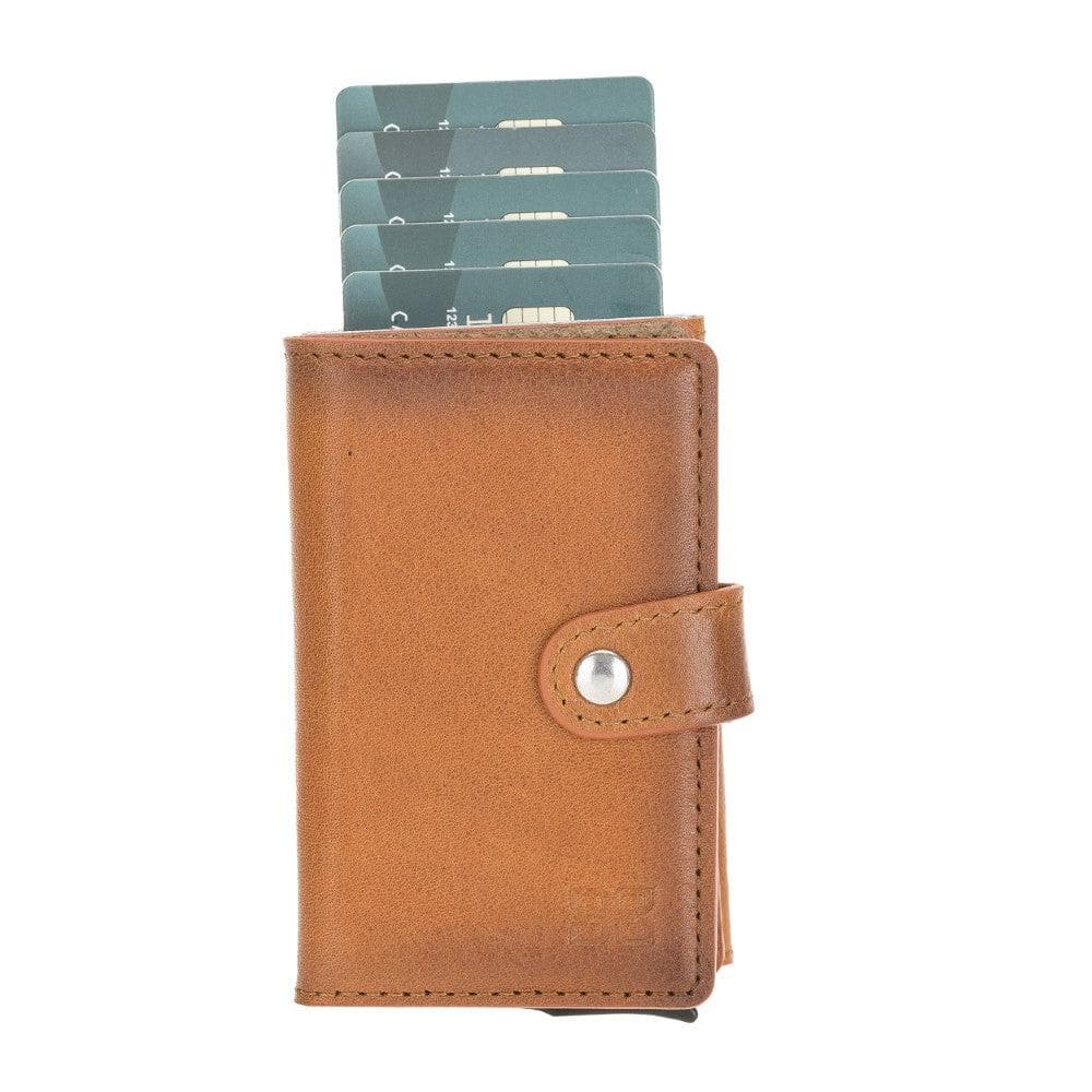 Bayelon Terry Leather Mechanical Card Holder with Coin Slot