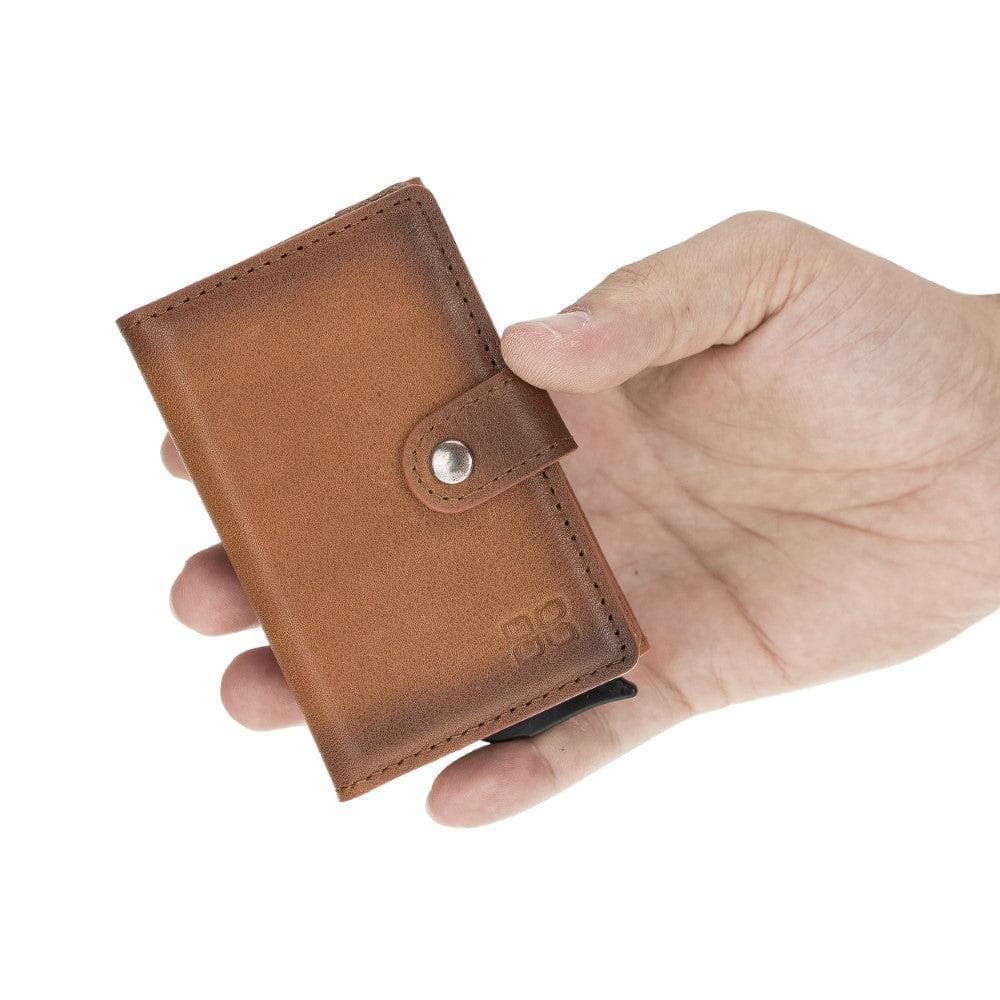 Bayelon Terry Leather Mechanical Card Holder with Coin Slot
