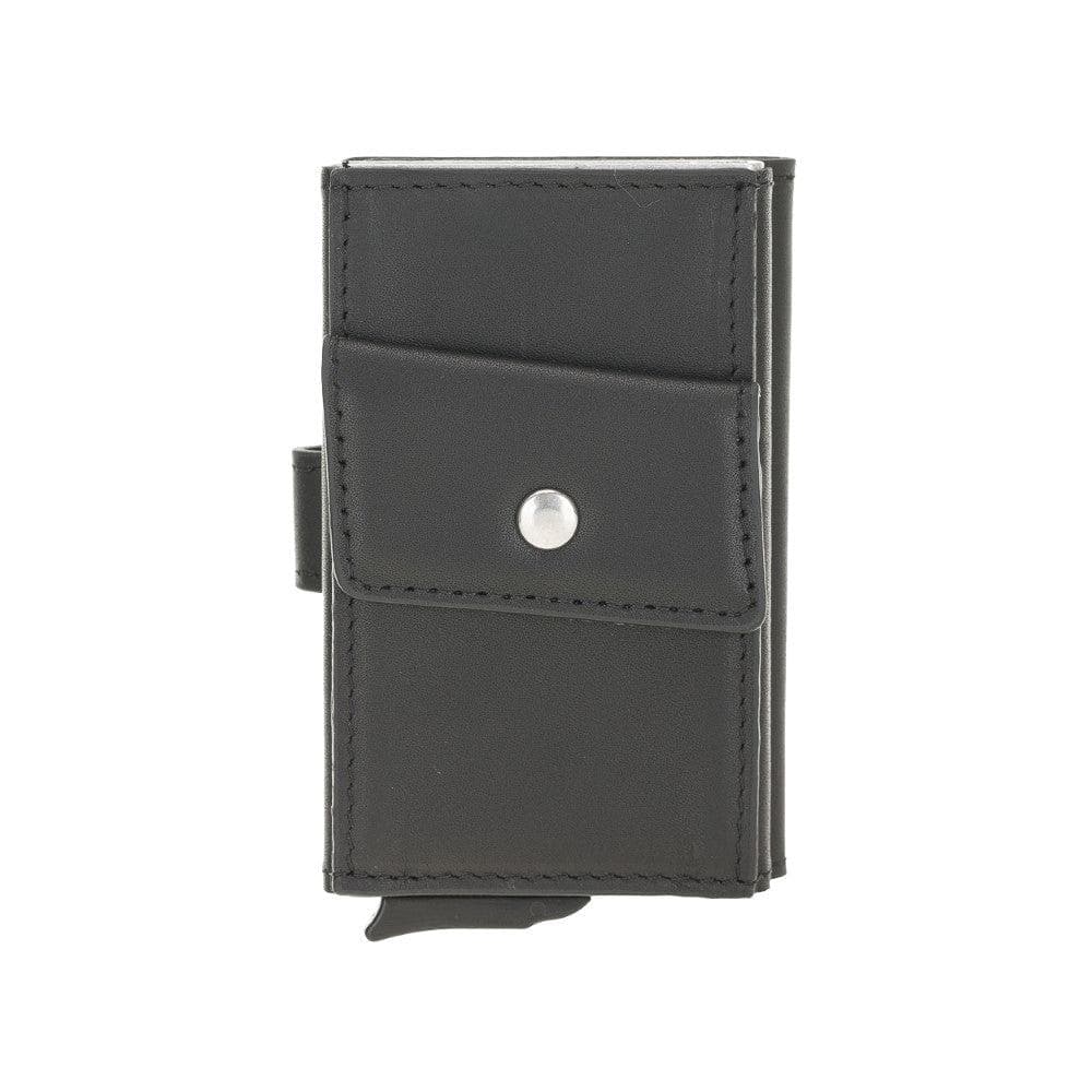 Bayelon Terry Leather Mechanical Card Holder with Coin Slot Black