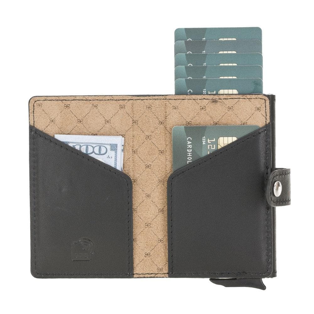 Bayelon Terry Leather Mechanical Card Holder with Coin Slot