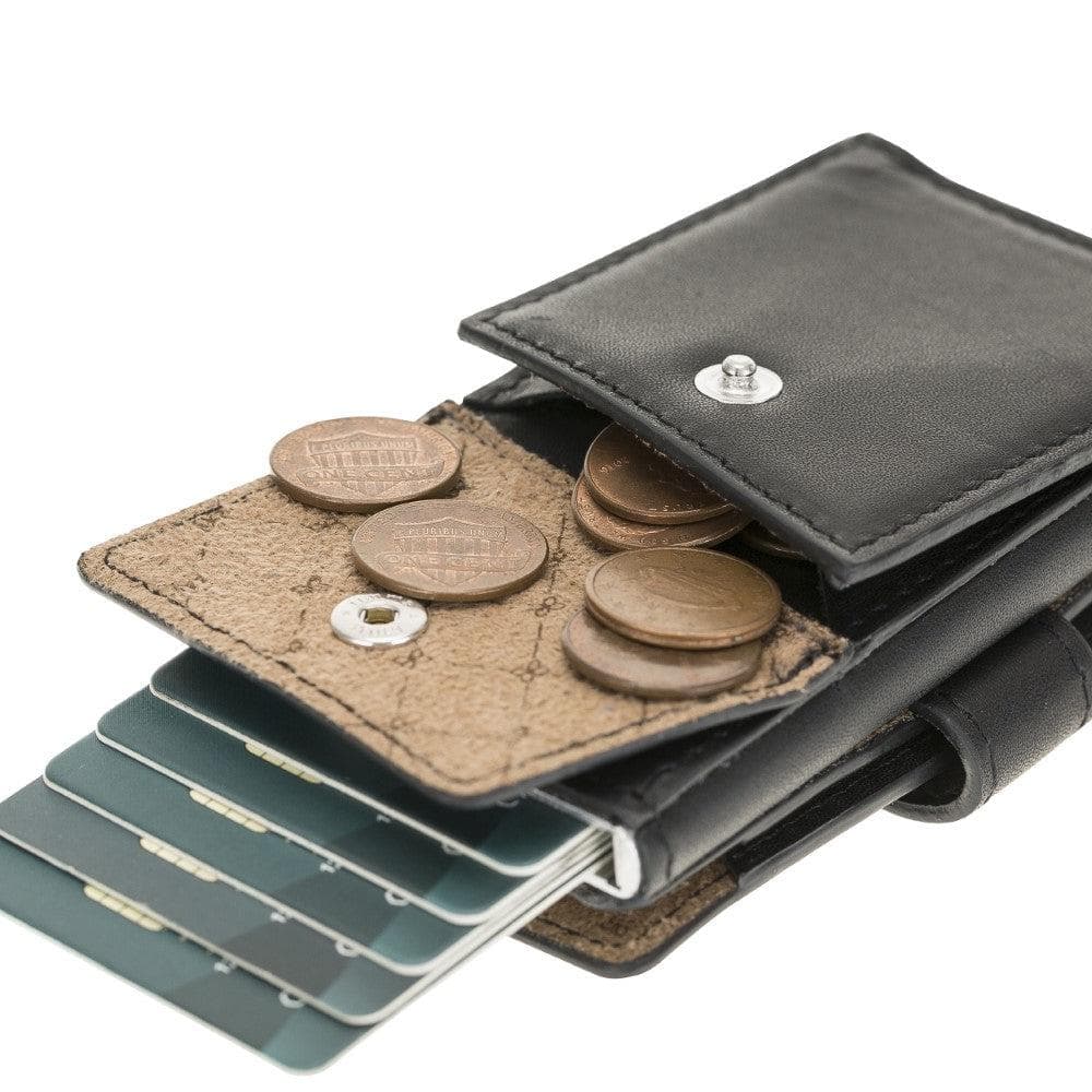 Bayelon Terry Leather Mechanical Card Holder with Coin Slot