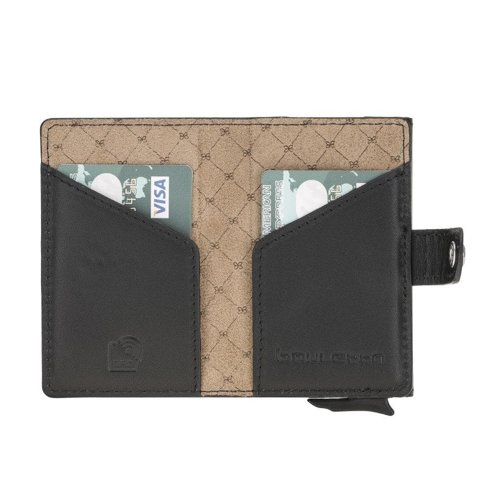 Bayelon Terry Leather Mechanical Card Holder with Coin Slot