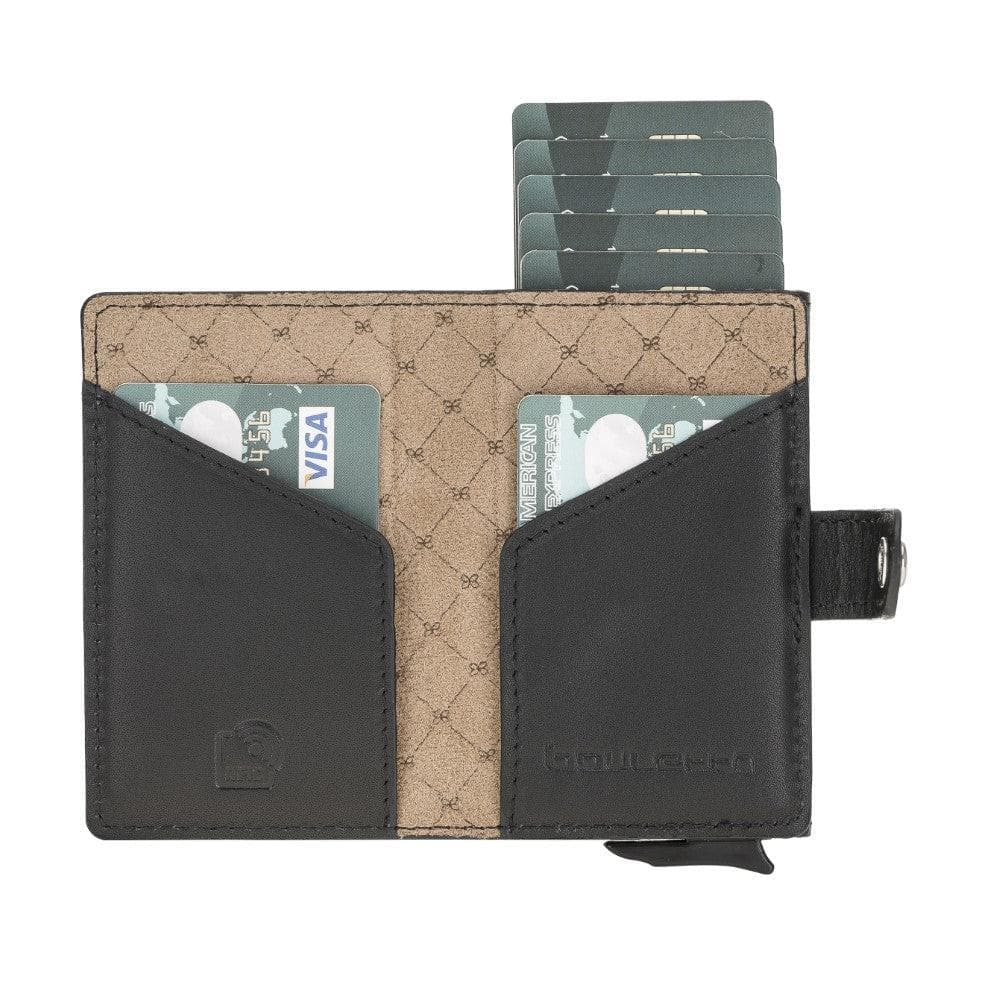 Bayelon Terry Leather Mechanical Card Holder with Coin Slot