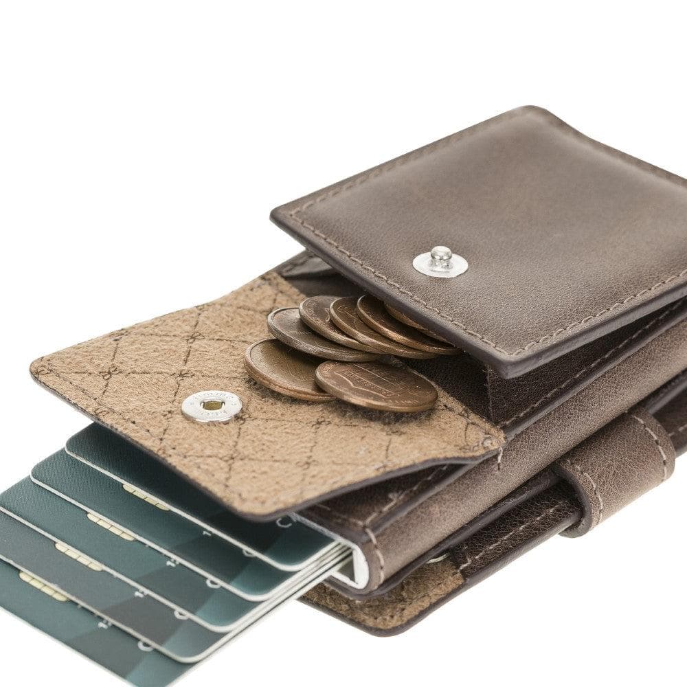 Bayelon Terry Leather Mechanical Card Holder with Coin Slot