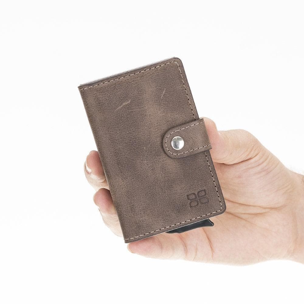 Bayelon Terry Leather Mechanical Card Holder with Coin Slot