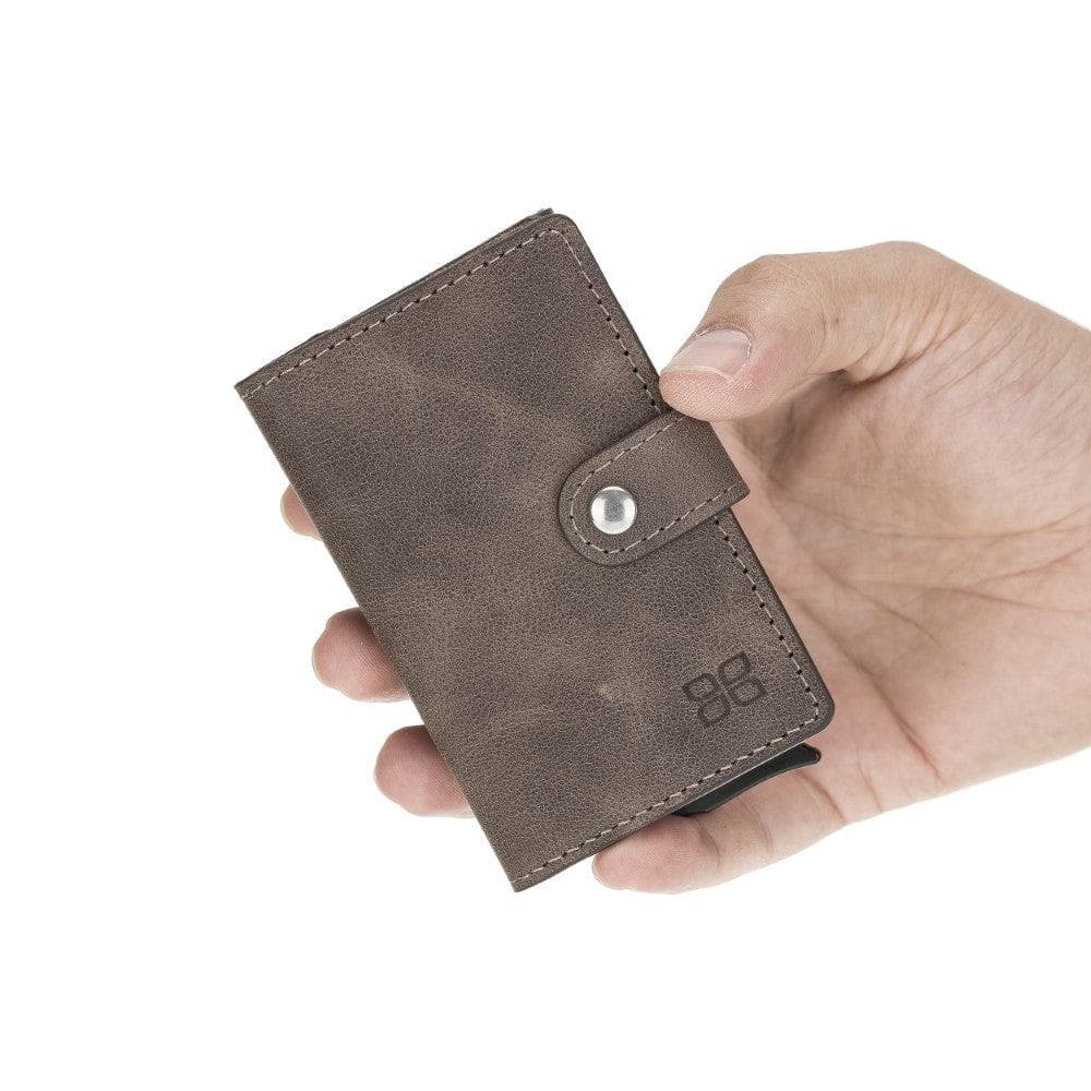 Bayelon Terry Leather Mechanical Card Holder with Coin Slot