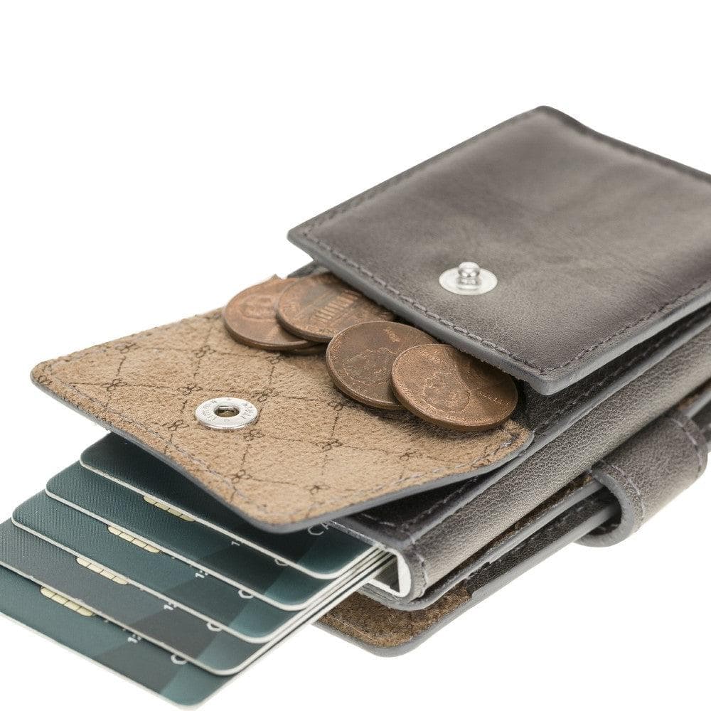 Bayelon Terry Leather Mechanical Card Holder with Coin Slot