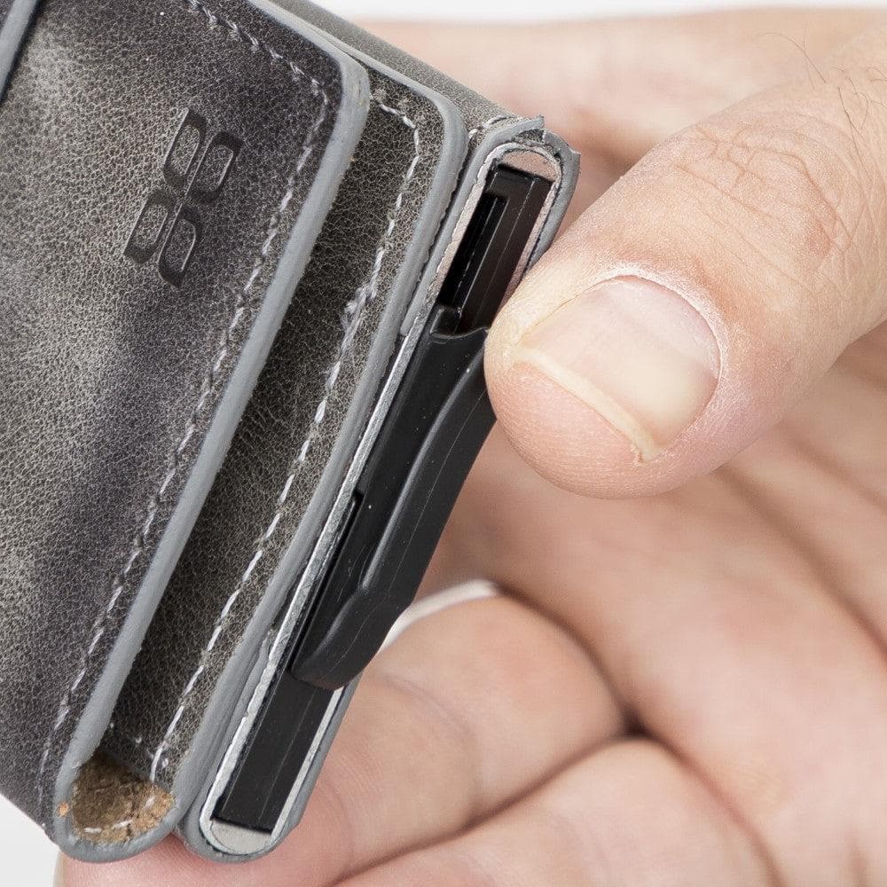 Bayelon Terry Leather Mechanical Card Holder with Coin Slot