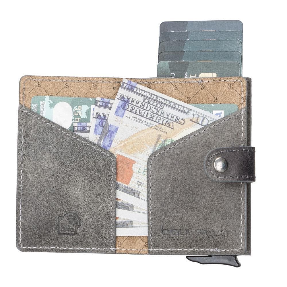 Bayelon Terry Leather Mechanical Card Holder with Coin Slot