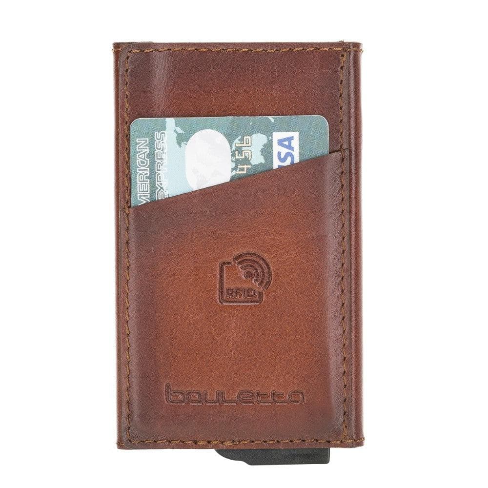 Bayelon Torres Leather Mechanical Card Holder with RFID Protection