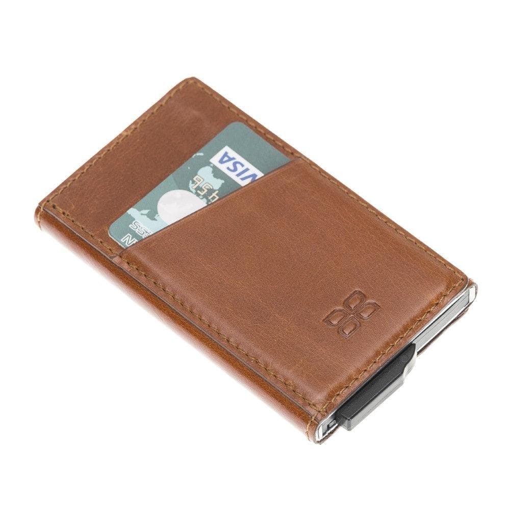 Bayelon Torres Leather Mechanical Card Holder with RFID Protection