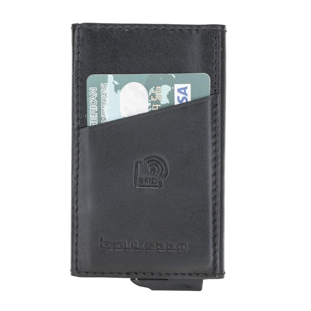 Bayelon Torres Leather Mechanical Card Holder with RFID Protection Black