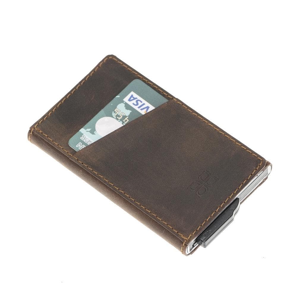 Bayelon Torres Leather Mechanical Card Holder with RFID Protection