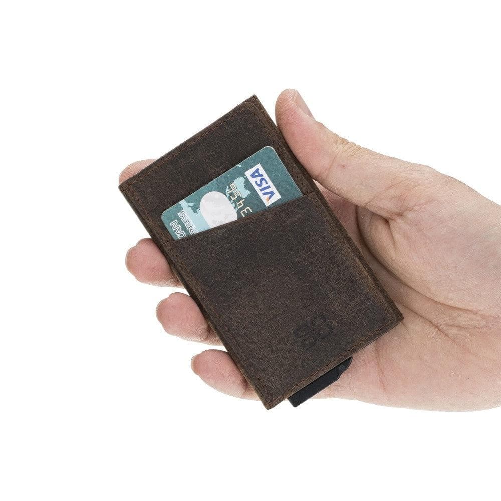 Bayelon Torres Leather Mechanical Card Holder with RFID Protection