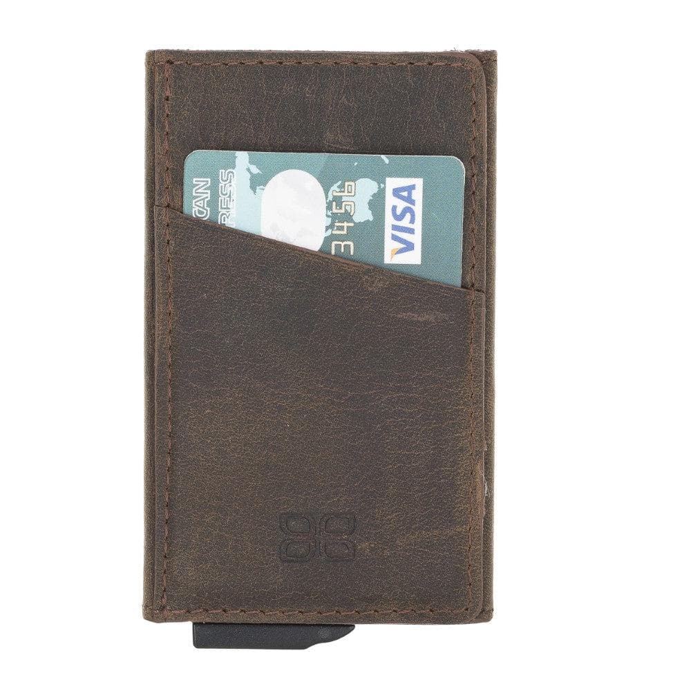 Bouletta Torres Leather Mechanical Card Holder Coffee