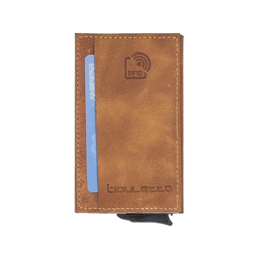 Bayelon Torres Leather Mechanical Card Holder with RFID Protection