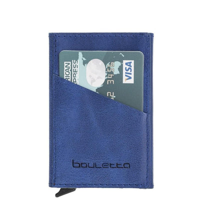 Bouletta Torres Leather Mechanical Card Holder Navy