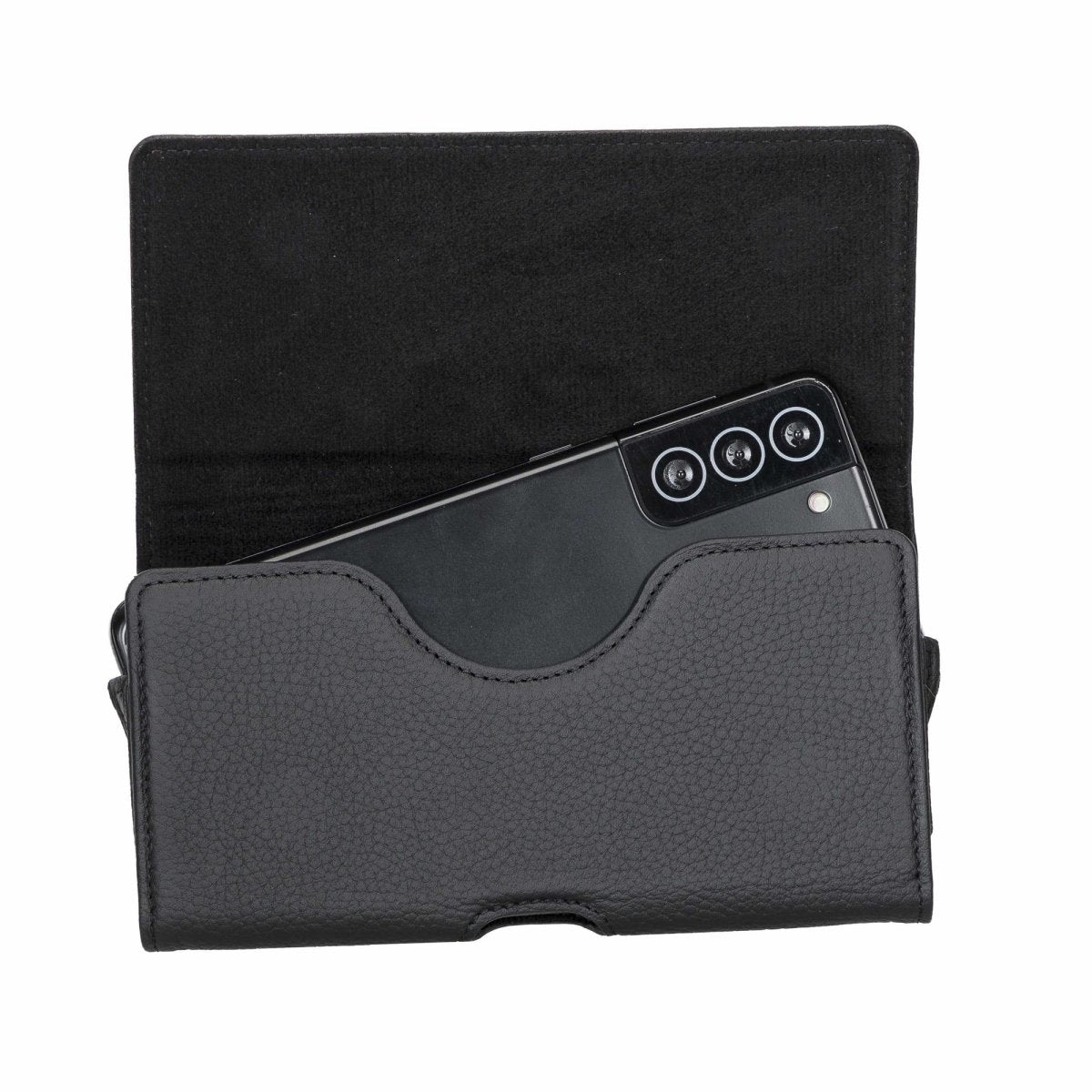 Bayelon Universal Leather Belt Holster Case for the Cell Phones with the Screen Sizes up to 6.2" #color_ Black