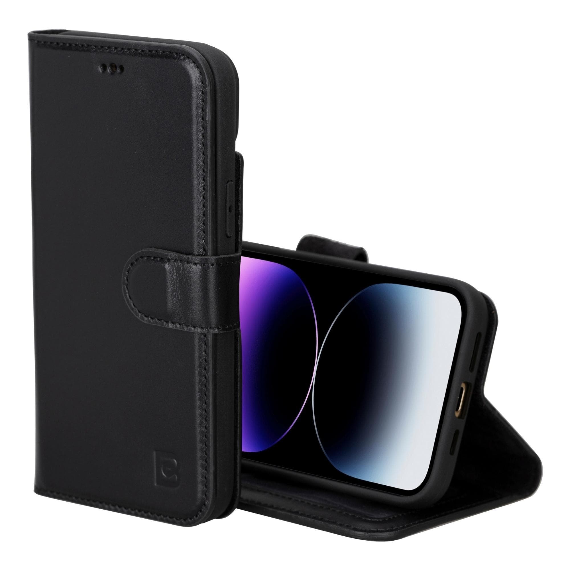 Bayelon Magic iPhone 15 Series Leather Wallet Case - MW Black