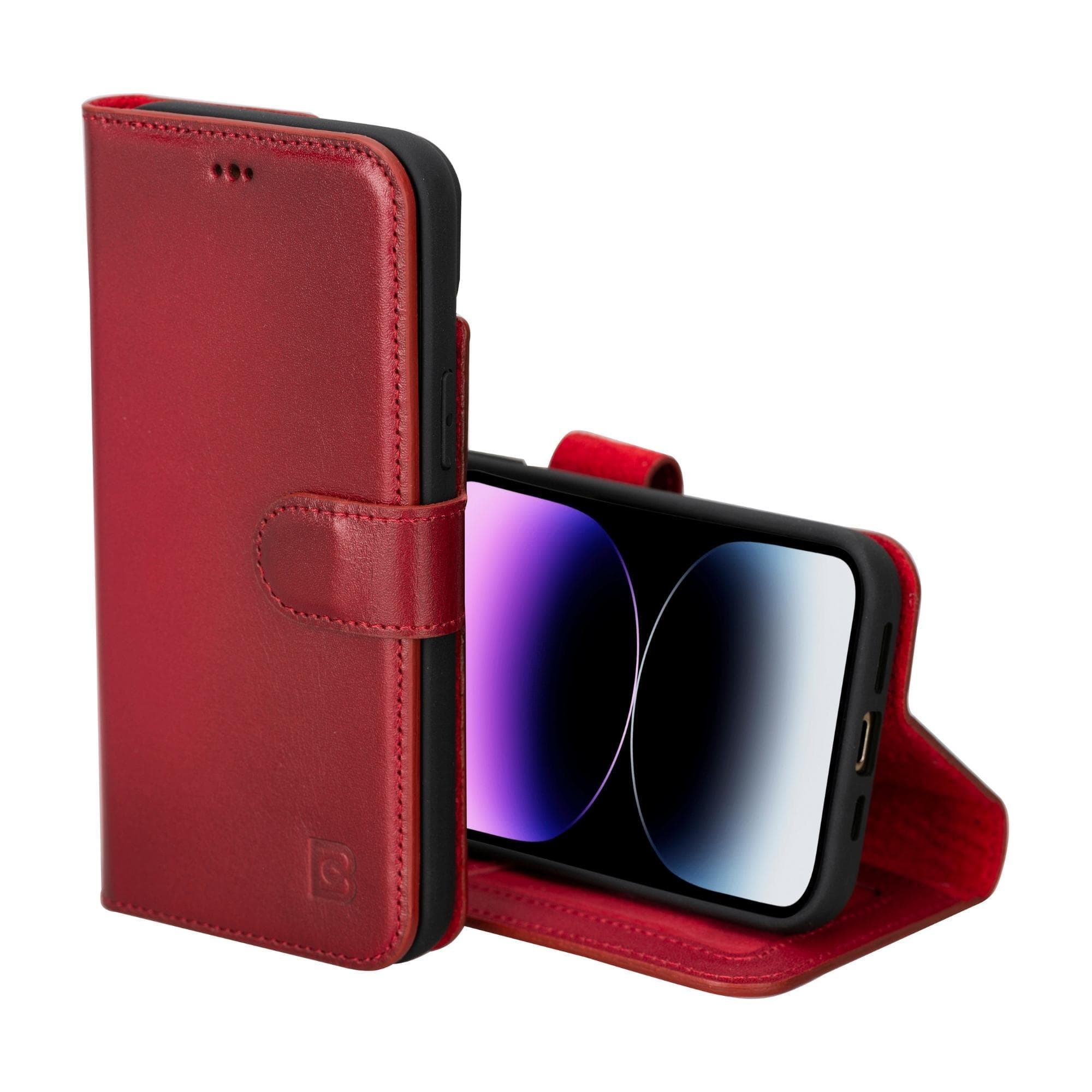 Bayelon Magic iPhone 15 Series Leather Wallet Case - MW Red