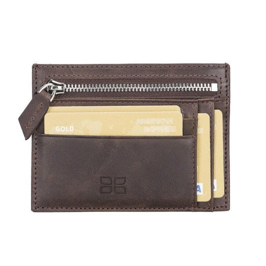 Bouletta Zip Leather Card Holder Saddle Brown