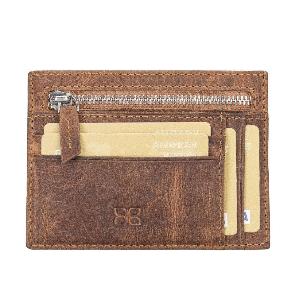 Bouletta Zip Leather Card Holder Brown