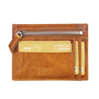 Bouletta Zip Leather Card Holder Sandy Tan