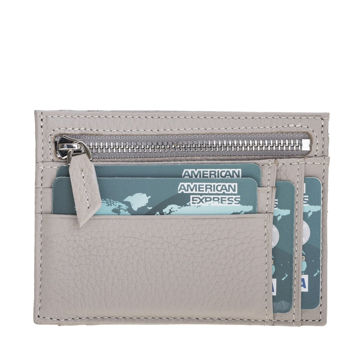 Bayelon Zip Slim Full Grain Leather Wallet & Card Holder #color_ Floater Grey