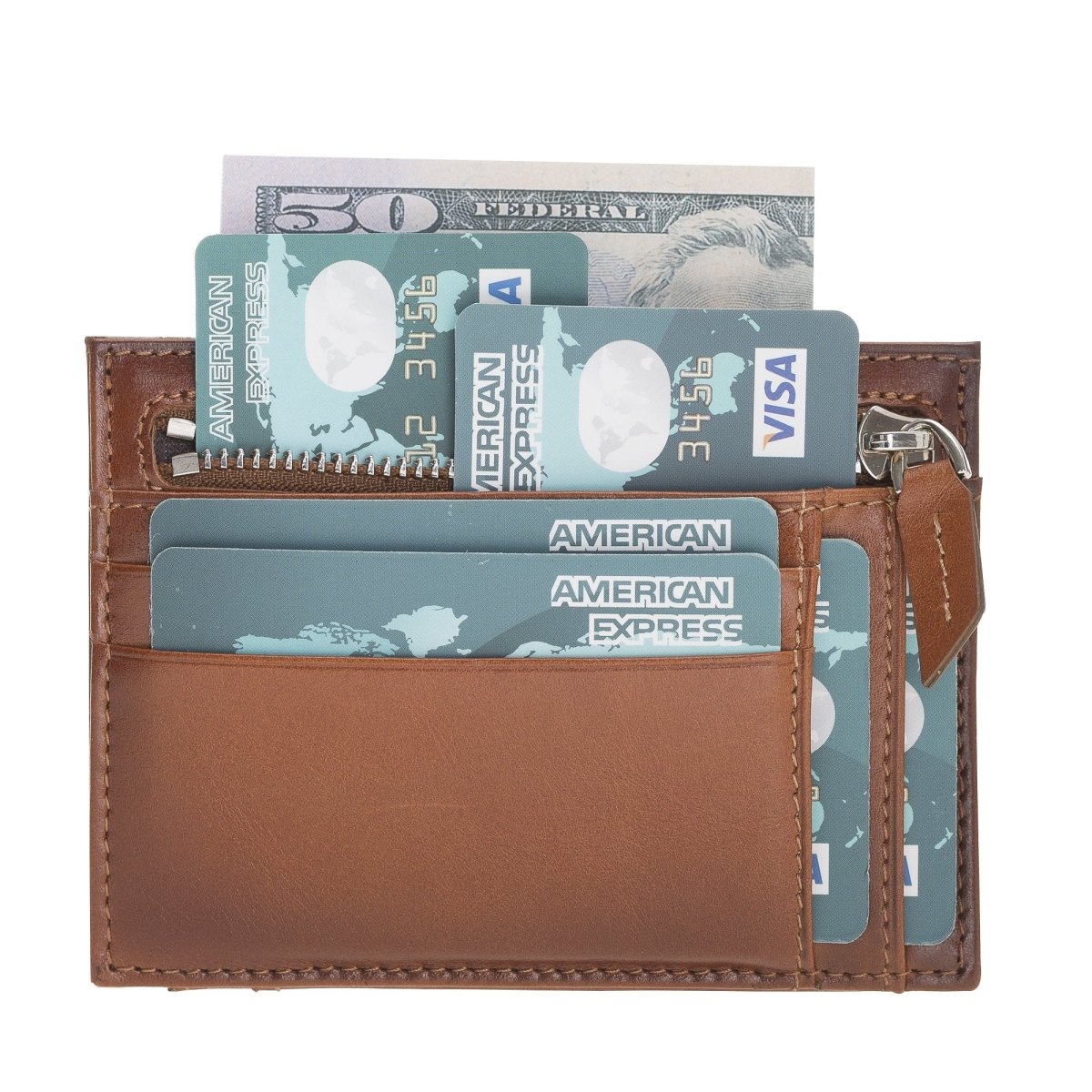 Bayelon Zip Slim Full Grain Leather Wallet & Card Holder #color_