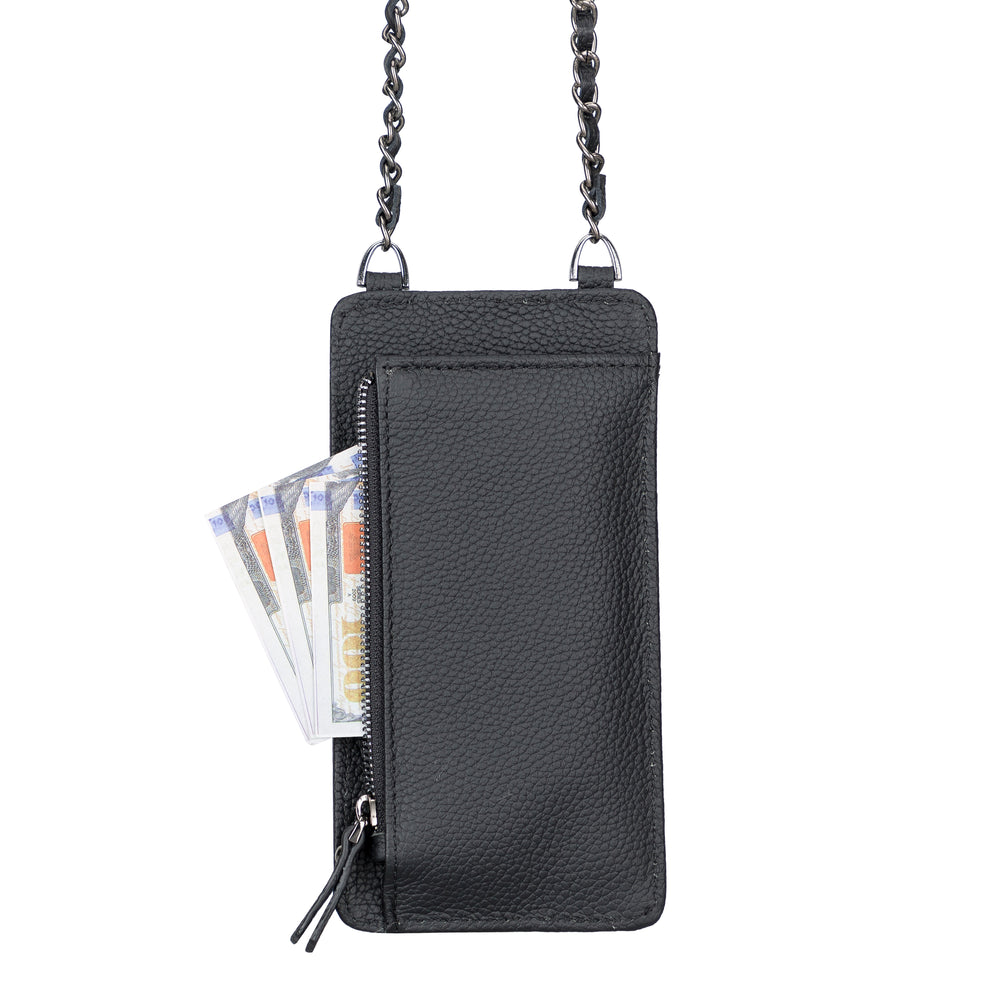  Trifold Chain Wallets for Men w/ Snap Closure - Mens Chain  Wallet w/ ID Slot & Zipper Pocket – 100% Genuine Black Leather Wallet - Men  Trifold Wallet w/ Steel Chain 