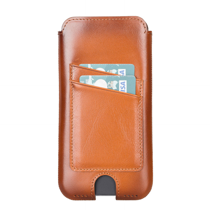 Multi Slim Leather Sleeve Case for iPhone 13 Pro Max, Full Grain Leather SleeveCase with Card Slots Bayelon