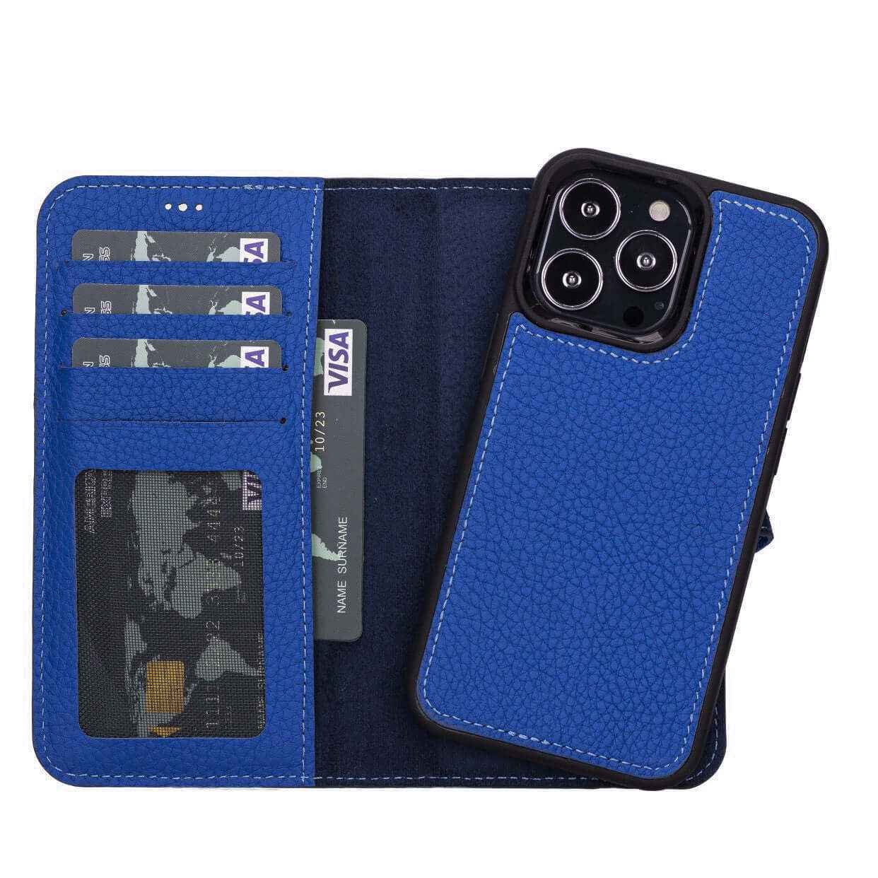 Bayelon iPhone 13 Pro Leather Wallet Case with Kickstand Royal Blue