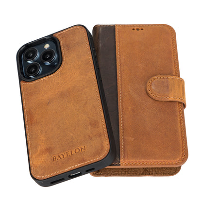 Bayelon iPhone 13 Pro Leather Wallet Case with Kickstand #color_