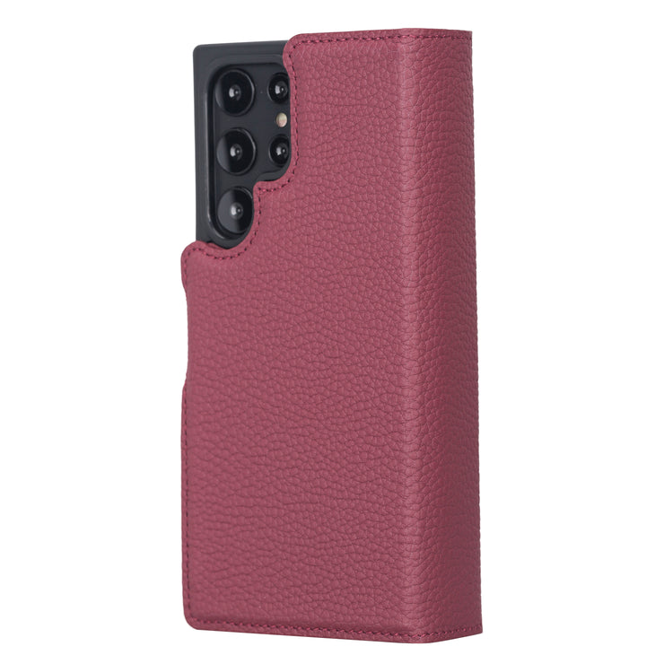 Trifold Full Grain Leather Wallet Case for Samsung Galaxy S22 / S22 Plus / S22 Ultra Bayelon