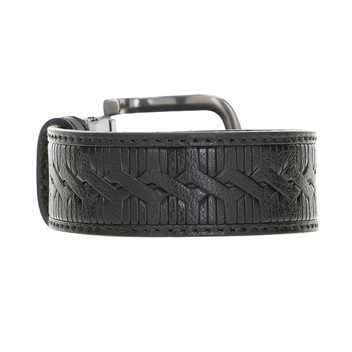 Buffalo Full Grain Leather Single Stitched Black Leather Adjustable Belt for Men Bayelon