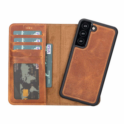 Bayelon Detachable Leather Wallet Case #color_ Samsung Galaxy S22 Antique Camel