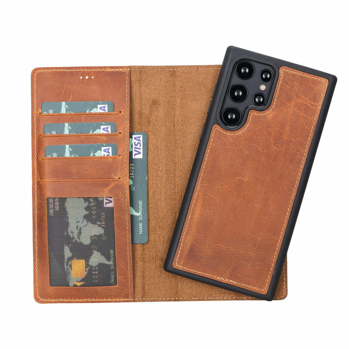 Personalized Samsung Galaxy S23 Detachable Full Grain Leather Wallet Case Bayelon