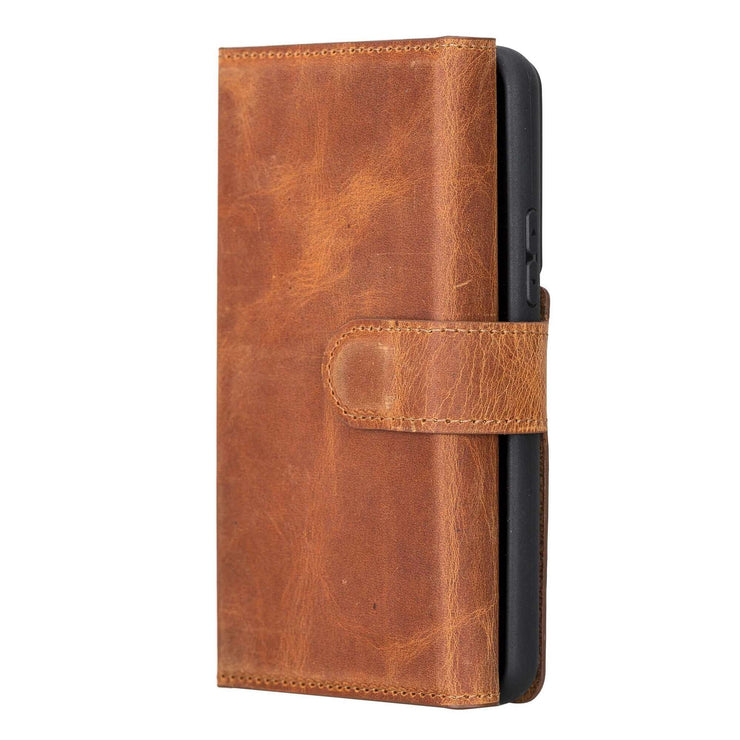 Trifold Full Grain Leather Wallet Case for Samsung Galaxy S22 / S22 Plus / S22 Ultra Bayelon