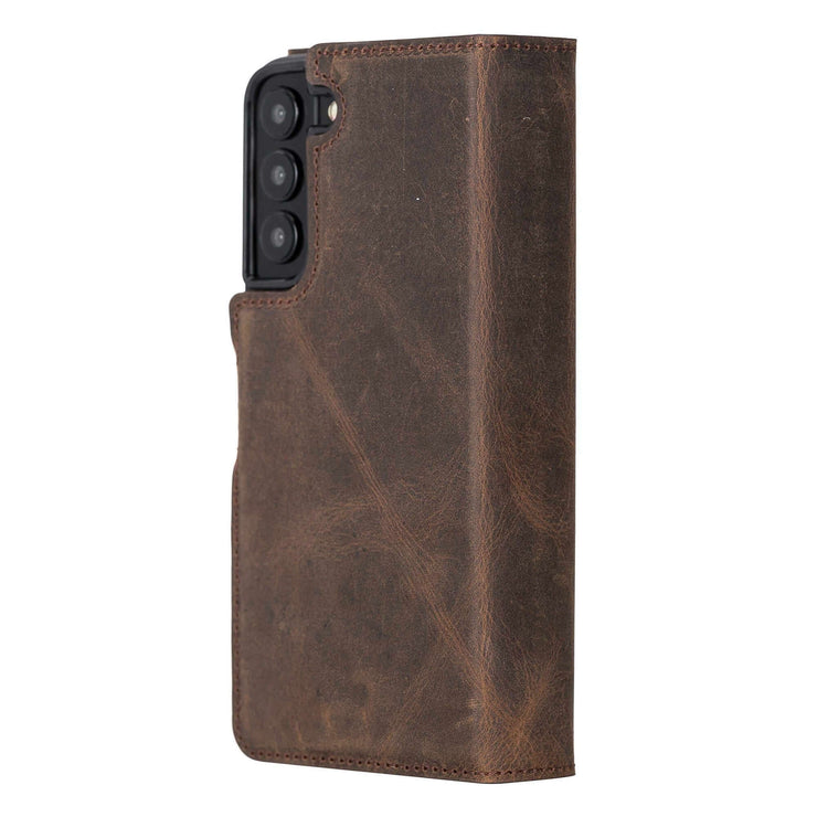 Trifold Full Grain Leather Wallet Case for Samsung Galaxy S22 / S22 Plus / S22 Ultra Bayelon