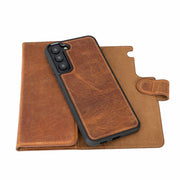 Trifold Full Grain Leather Wallet Case for Samsung Galaxy S22 / S22 Plus / S22 Ultra Bayelon