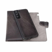 Trifold Full Grain Leather Wallet Case for Samsung Galaxy S22 / S22 Plus / S22 Ultra Bayelon