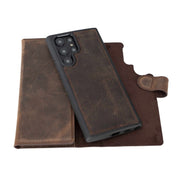 Trifold Full Grain Leather Wallet Case for Samsung Galaxy S22 / S22 Plus / S22 Ultra Bayelon