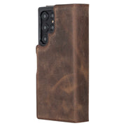 Trifold Full Grain Leather Wallet Case for Samsung Galaxy S22 / S22 Plus / S22 Ultra Bayelon