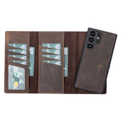 Trifold Full Grain Leather Wallet Case for Samsung Galaxy S22 / S22 Plus / S22 Ultra Bayelon