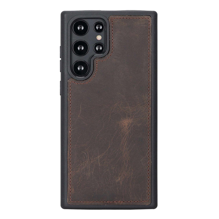 Trifold Full Grain Leather Wallet Case for Samsung Galaxy S22 / S22 Plus / S22 Ultra Bayelon