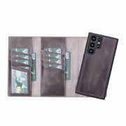 Trifold Full Grain Leather Wallet Case for Samsung Galaxy S22 / S22 Plus / S22 Ultra Bayelon